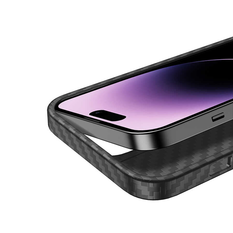 Apple iPhone 14 Pro Max Kılıf Aramid Karbon Fiber M-safe Özellikli Wlons Radison Kapak