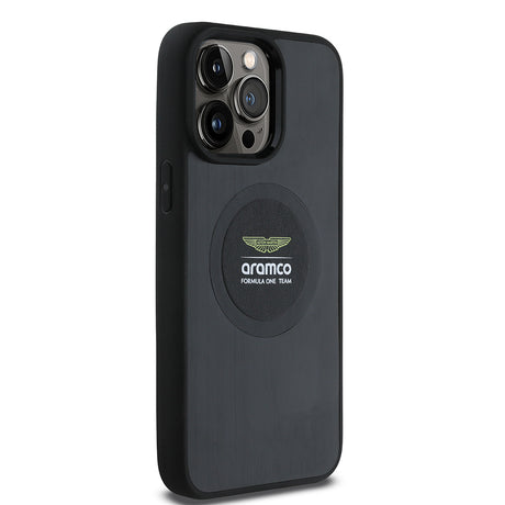 Apple iPhone 14 Pro Max Kılıf Aston Martin Orjinal Lisanslı M-safe Şarj Özellikli Aluminyum Arka Yüzeyli Formula One Team Baskılı Kapak