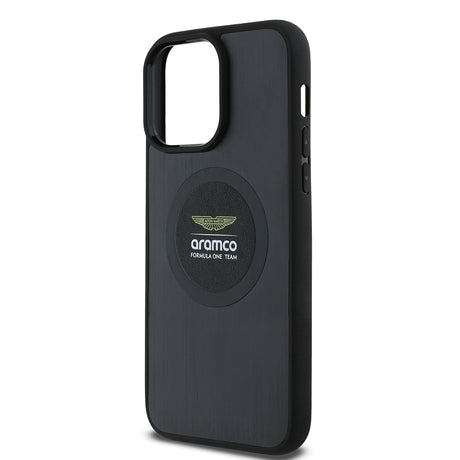 Apple iPhone 14 Pro Max Kılıf Aston Martin Orjinal Lisanslı M-safe Şarj Özellikli Aluminyum Arka Yüzeyli Formula One Team Baskılı Kapak