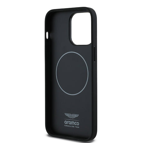 Apple iPhone 14 Pro Max Kılıf Aston Martin Orjinal Lisanslı M-safe Şarj Özellikli PU Deri Alonso 14 Baskılı Kapak