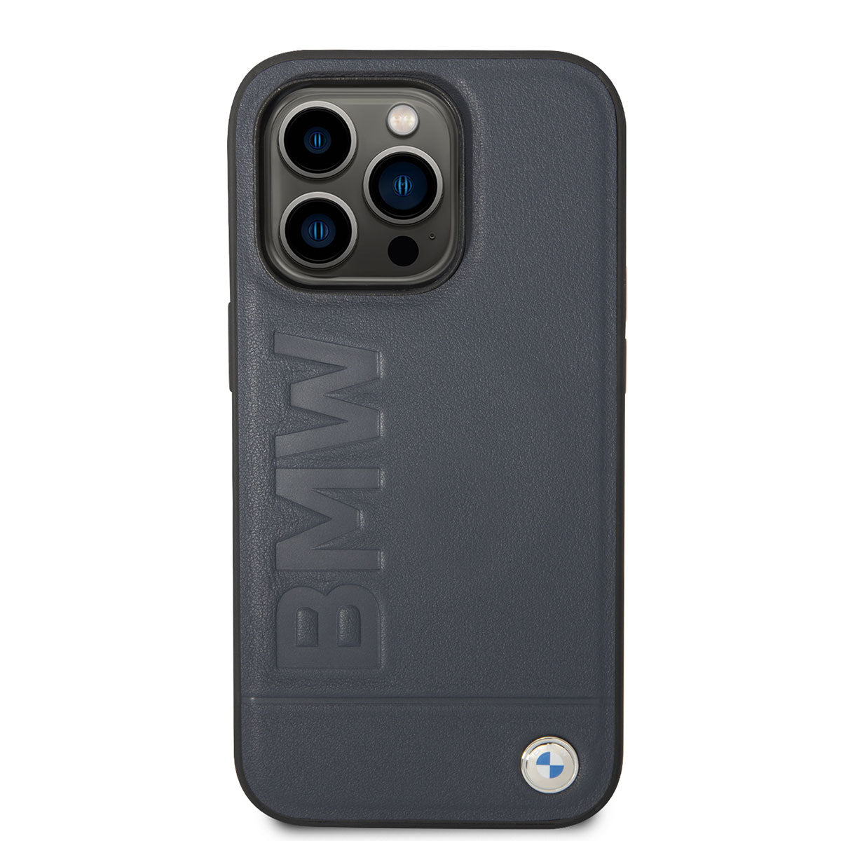 Apple iPhone 14 Pro Max Kılıf BMW M-safe Şarj Özellikli Deri Sıcak Mühür Baskılı Logo Dizayn Kapak