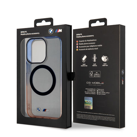 Apple iPhone 14 Pro Max Kılıf BMW M-safe Şarj Özellikli Transparan Renk Geçişli Dizayn Kapak