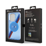 Apple iPhone 14 Pro Max Kılıf BMW M-safe Şarj Özellikli Transparan Tricolor Stripes Orjinal Lisanslı Kapak