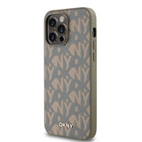 Apple iPhone 14 Pro Max Kılıf DKNY Orjinal Lisanslı M-safe Şarj Özellikli 3D Yazılı Grid Pattern Kapak
