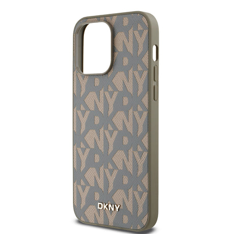 Apple iPhone 14 Pro Max Kılıf DKNY Orjinal Lisanslı M-safe Şarj Özellikli 3D Yazılı Grid Pattern Kapak