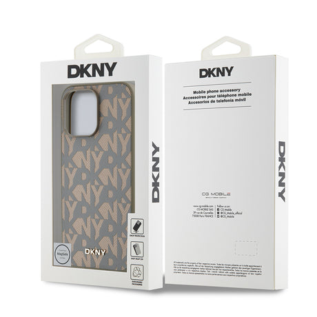 Apple iPhone 14 Pro Max Kılıf DKNY Orjinal Lisanslı M-safe Şarj Özellikli 3D Yazılı Grid Pattern Kapak