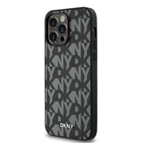 Apple iPhone 14 Pro Max Kılıf DKNY Orjinal Lisanslı M-safe Şarj Özellikli 3D Yazılı Grid Pattern Kapak