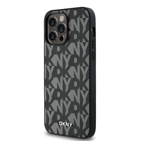 Apple iPhone 14 Pro Max Kılıf DKNY Orjinal Lisanslı M-safe Şarj Özellikli 3D Yazılı Grid Pattern Kapak