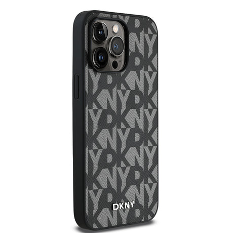 Apple iPhone 14 Pro Max Kılıf DKNY Orjinal Lisanslı M-safe Şarj Özellikli 3D Yazılı Grid Pattern Kapak