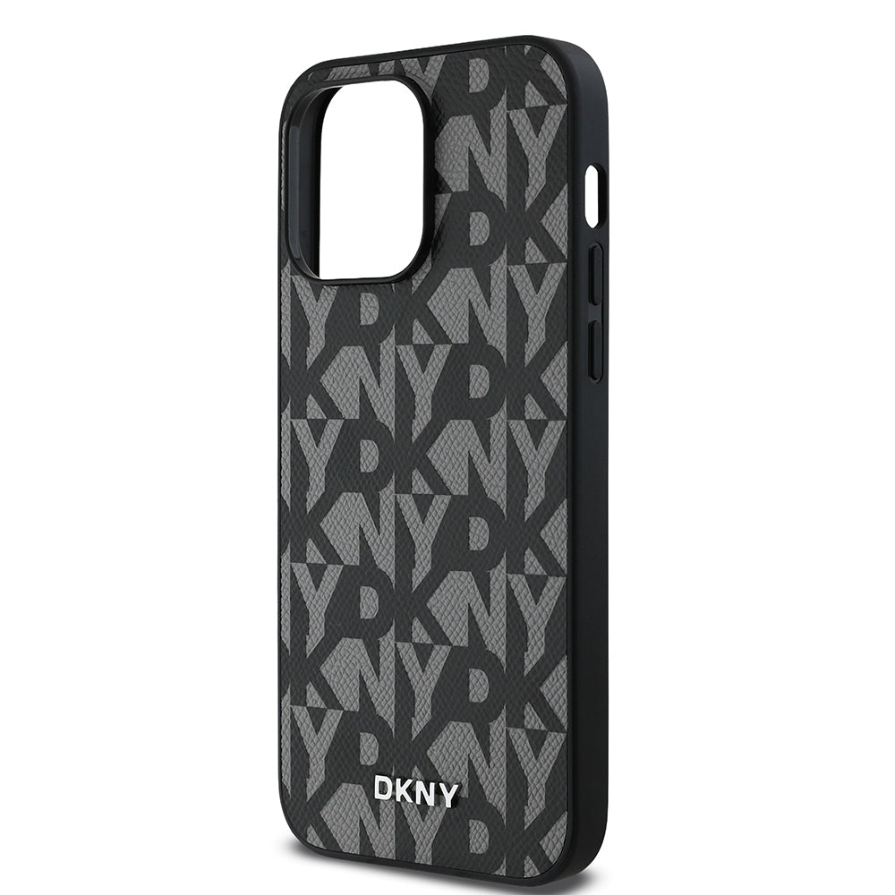Apple iPhone 14 Pro Max Kılıf DKNY Orjinal Lisanslı M-safe Şarj Özellikli 3D Yazılı Grid Pattern Kapak