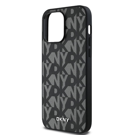 Apple iPhone 14 Pro Max Kılıf DKNY Orjinal Lisanslı M-safe Şarj Özellikli 3D Yazılı Grid Pattern Kapak