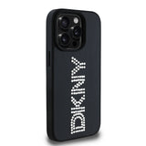 Apple iPhone 14 Pro Max Kılıf DKNY Orjinal Lisanslı Taşlı DKNY Yazılı Metalik Rhinestones PU Deri Kapak