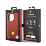 Apple iPhone 14 Pro Max Kılıf Ferrari M-safe Şarj Özellikli Deri Delikli Dikişli Dizayn Kapak