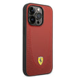 Apple iPhone 14 Pro Max Kılıf Ferrari M-safe Şarj Özellikli Deri Delikli Dikişli Dizayn Kapak