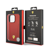 Apple iPhone 14 Pro Max Kılıf Ferrari M-safe Şarj Özellikli Deri Kenarları Damgalı Dizayn Kapak