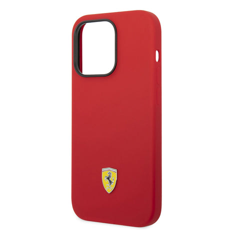 Apple iPhone 14 Pro Max Kılıf Ferrari M-safe Şarj Özellikli Silikon Metal Logo Dizayn Kapak