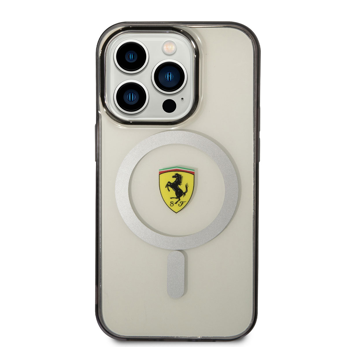 Apple iPhone 14 Pro Max Kılıf Ferrari M-safe Şarj Özellikli Transparan Dizayn Kapak