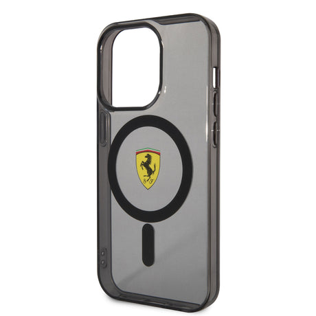 Apple iPhone 14 Pro Max Kılıf Ferrari M-safe Şarj Özellikli Yarı Transparan Dizayn Kapak