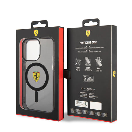 Apple iPhone 14 Pro Max Kılıf Ferrari M-safe Şarj Özellikli Yarı Transparan Dizayn Kapak