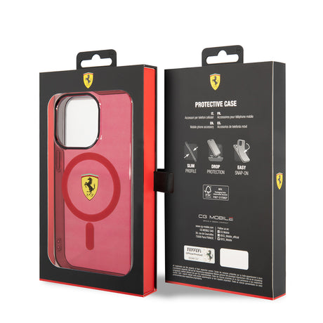 Apple iPhone 14 Pro Max Kılıf Ferrari M-safe Şarj Özellikli Yarı Transparan Dizayn Kapak