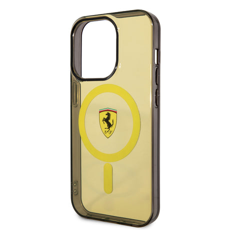Apple iPhone 14 Pro Max Kılıf Ferrari M-safe Şarj Özellikli Yarı Transparan Dizayn Kapak