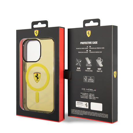 Apple iPhone 14 Pro Max Kılıf Ferrari M-safe Şarj Özellikli Yarı Transparan Dizayn Kapak