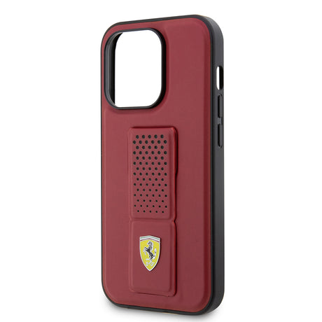 Apple iPhone 14 Pro Max Kılıf Ferrari Orjinal Lisanlı Klasik Metal Logolu Delikli Standlı Deri Kapak