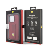 Apple iPhone 14 Pro Max Kılıf Ferrari Orjinal Lisanlı Klasik Metal Logolu Delikli Standlı Deri Kapak