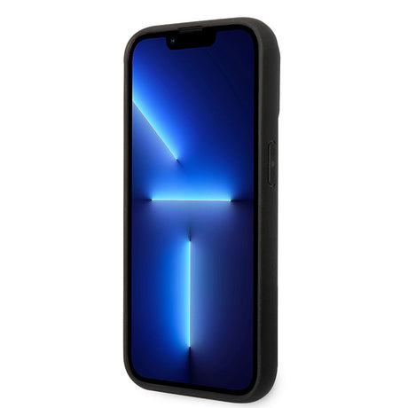 Apple iPhone 14 Pro Max Kılıf Ferrari Orjinal Lisanlı Klasik Metal Logolu Karbon Şerit Desenli Kapak