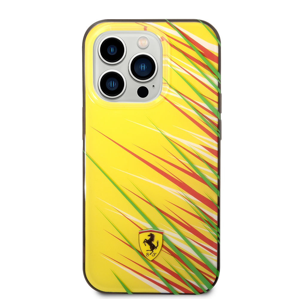 Apple iPhone 14 Pro Max Kılıf Ferrari Orjinal Lisanslı Baskı Logolu Çimen Desenli Kapak