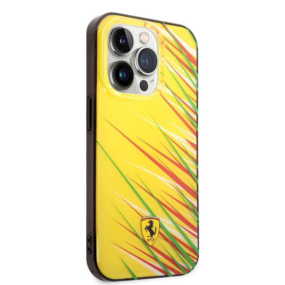 Apple iPhone 14 Pro Max Kılıf Ferrari Orjinal Lisanslı Baskı Logolu Çimen Desenli Kapak