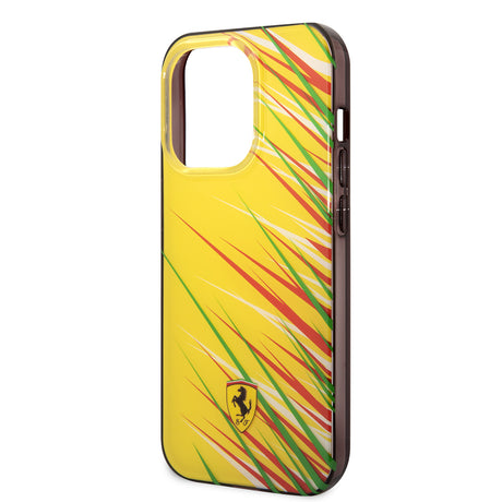 Apple iPhone 14 Pro Max Kılıf Ferrari Orjinal Lisanslı Baskı Logolu Çimen Desenli Kapak