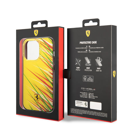 Apple iPhone 14 Pro Max Kılıf Ferrari Orjinal Lisanslı Baskı Logolu Çimen Desenli Kapak