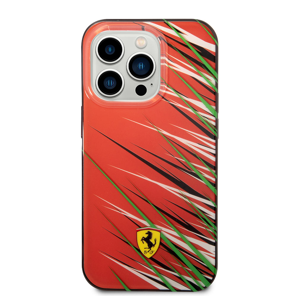 Apple iPhone 14 Pro Max Kılıf Ferrari Orjinal Lisanslı Baskı Logolu Çimen Desenli Kapak