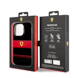 Apple iPhone 14 Pro Max Kılıf Ferrari Orjinal Lisanslı M-safe Şarj Özellikli Yatay Çizgili Dizayn Kapak