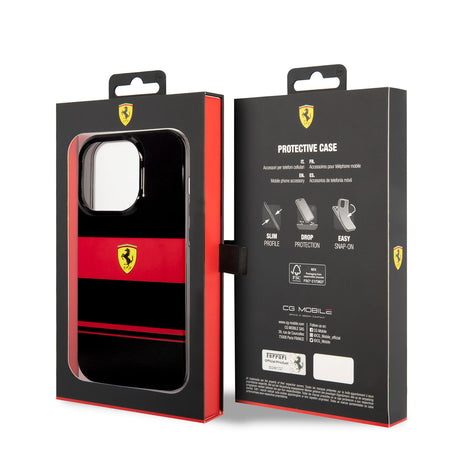Apple iPhone 14 Pro Max Kılıf Ferrari Orjinal Lisanslı M-safe Şarj Özellikli Yatay Çizgili Dizayn Kapak