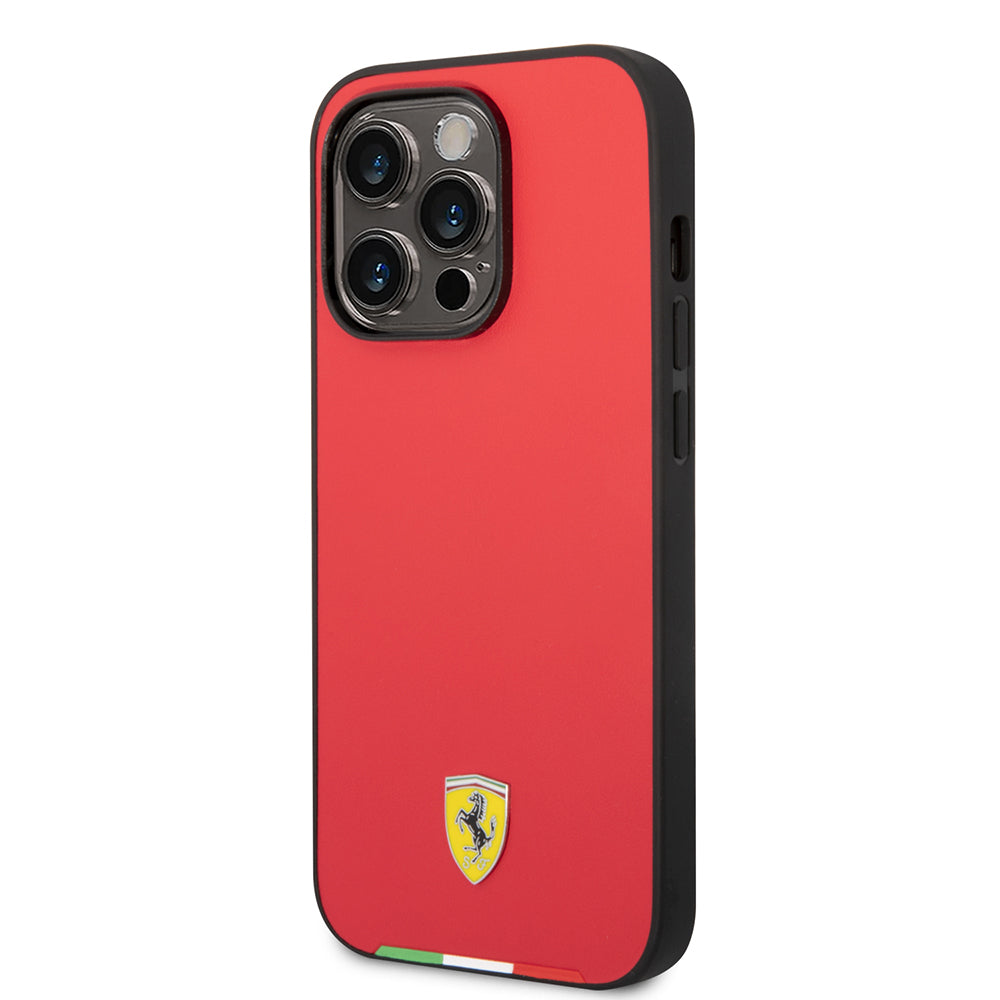 Apple iPhone 14 Pro Max Kılıf Ferrari Orjinal Lisanslı PU Deri İtalyan Bayrak Dizayn Kapak