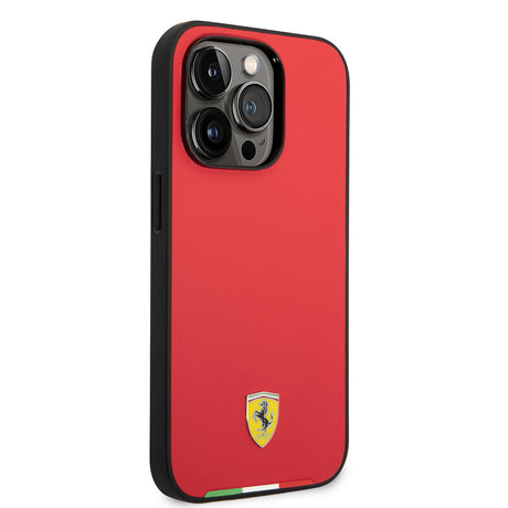 Apple iPhone 14 Pro Max Kılıf Ferrari Orjinal Lisanslı PU Deri İtalyan Bayrak Dizayn Kapak