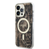 Apple iPhone 14 Pro Max Kılıf GUESS M-safe Şarj Özellikli Leopar Desenli Kapak
