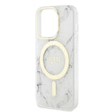 Apple iPhone 14 Pro Max Kılıf GUESS M-safe Şarj Özellikli Mermer Desenli Kapak
