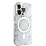 Apple iPhone 14 Pro Max Kılıf GUESS M-safe Şarj Özellikli Mermer Desenli Kapak