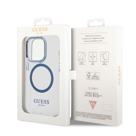 Apple iPhone 14 Pro Max Kılıf GUESS M-safe Şarj Özellikli Metal Kamera Çerçeveli Kapak