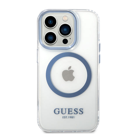 Apple iPhone 14 Pro Max Kılıf GUESS M-safe Şarj Özellikli Metal Kamera Çerçeveli Kapak