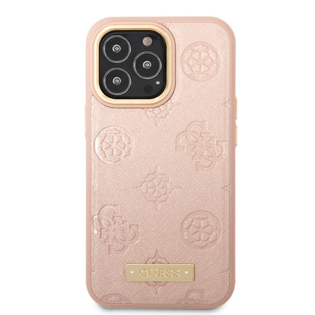 Apple iPhone 14 Pro Max Kılıf GUESS M-safe Şarj Özellikli PU Deri Metal Logolu Kapak