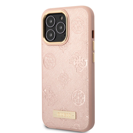 Apple iPhone 14 Pro Max Kılıf GUESS M-safe Şarj Özellikli PU Deri Metal Logolu Kapak