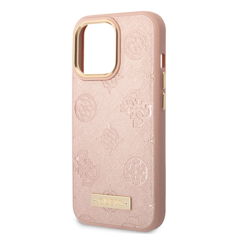 Apple iPhone 14 Pro Max Kılıf GUESS M-safe Şarj Özellikli PU Deri Metal Logolu Kapak