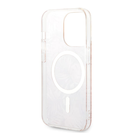 Apple iPhone 14 Pro Max Kılıf GUESS M-safe Şarj Özellikli Yaprak Desenli M-safe Şarj Kablolu Kapak