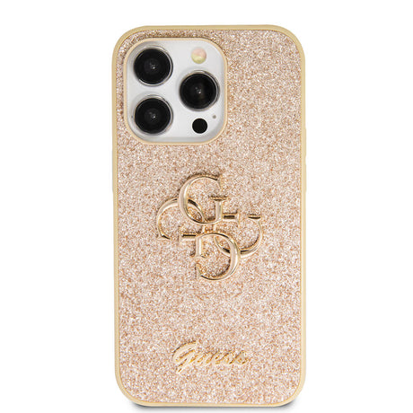 Apple iPhone 14 Pro Max Kılıf Guess Orjinal Lisanslı 4G Büyük Metal Logolu Glitter Kapak