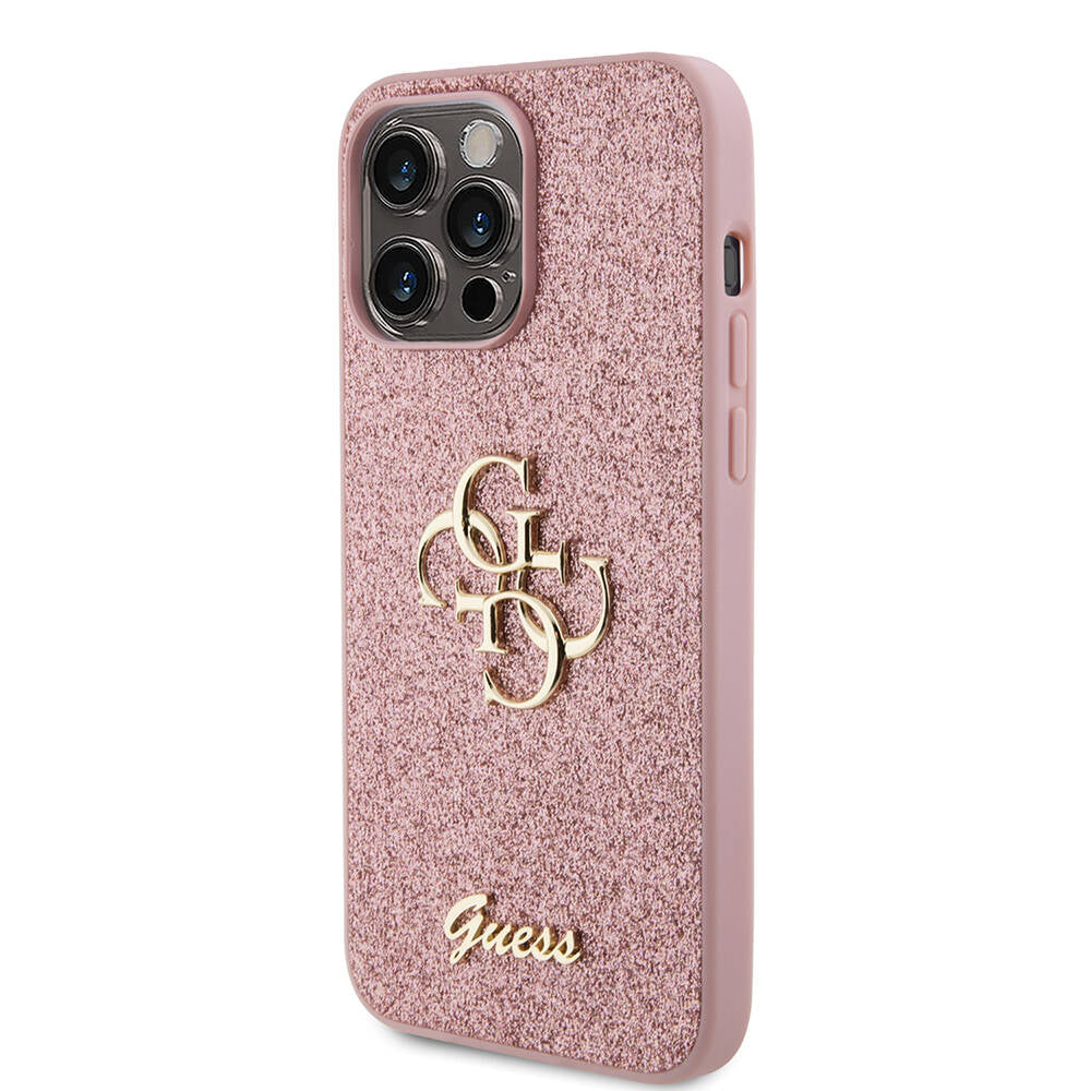 Apple iPhone 14 Pro Max Kılıf Guess Orjinal Lisanslı 4G Büyük Metal Logolu Glitter Kapak