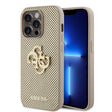 Apple iPhone 14 Pro Max Kılıf Guess Orjinal Lisanslı Delikli Yazı ve 4G Glitter Büyük Metal Logolu Kapak